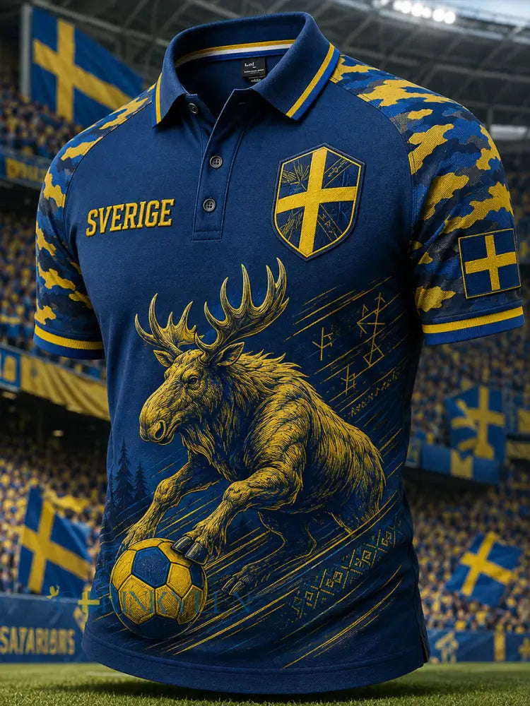 Herrpolotröja med vikingafotbollsmotiv och korta ärmar - A / S