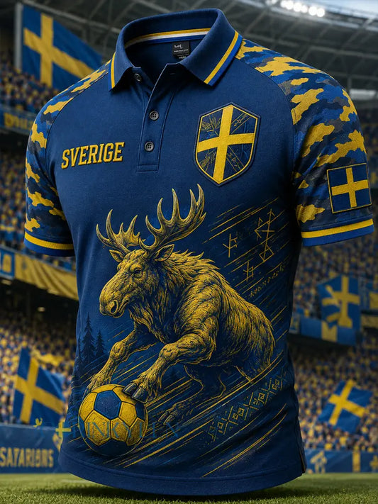 Herrpolotröja med vikingafotbollsmotiv och korta ärmar - A / S
