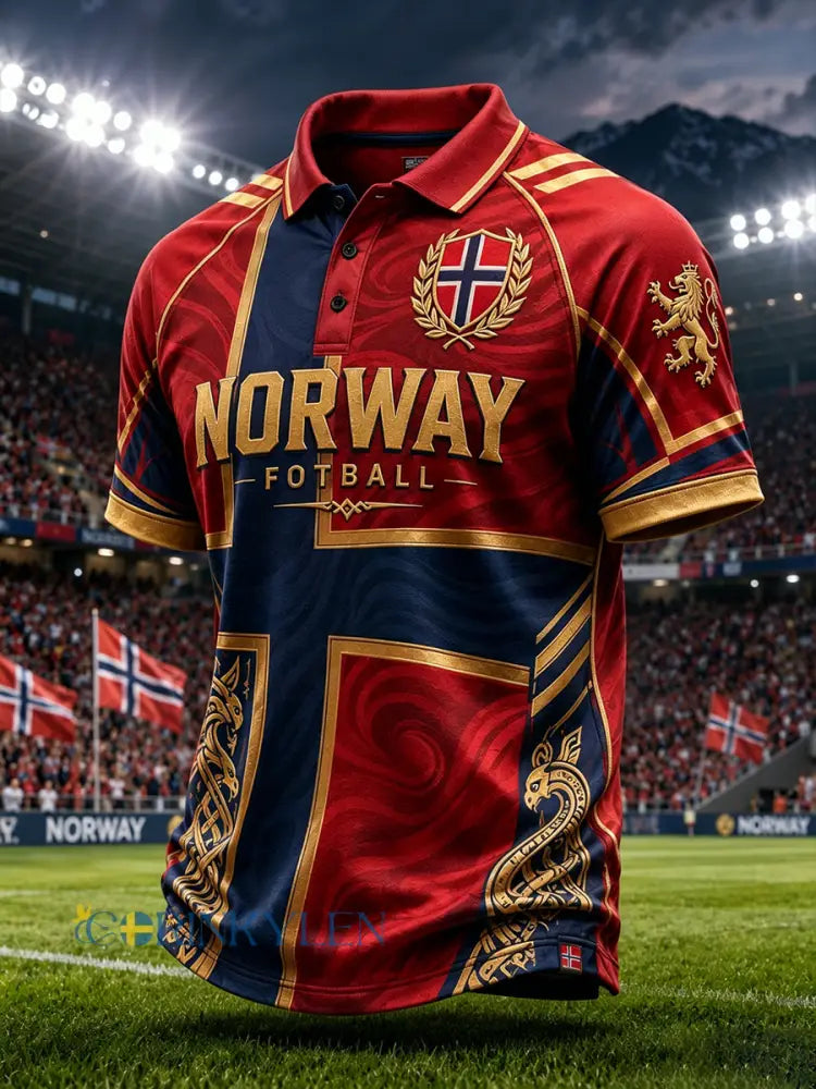 Herrpolotröja med vikingafotbollsmotiv och korta ärmar - A / S