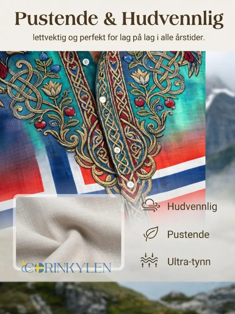 Herrretro aurora patchwork avslappnad skjorta