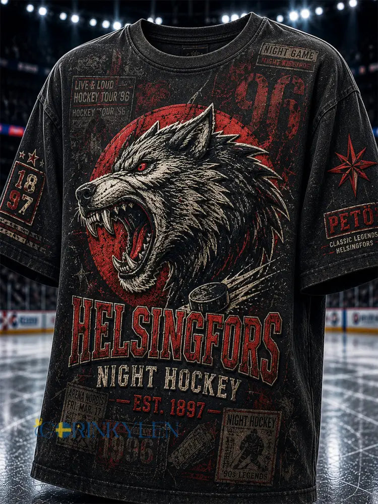 Herrretro Finska hockey HIFK Short-Shirt - svart / S