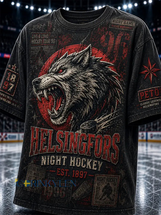 Herrretro Finska hockey HIFK Short-Shirt - svart / S