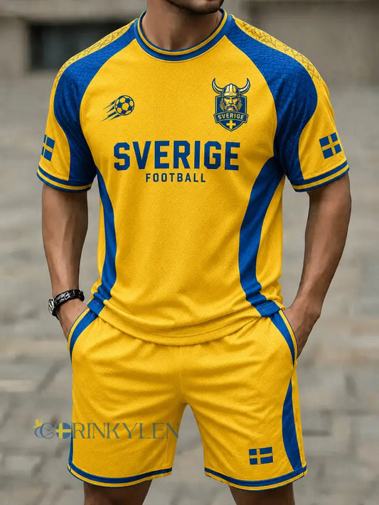 Herrset med fotbollsmotiv – kortärmad tröja och shorts - A / S
