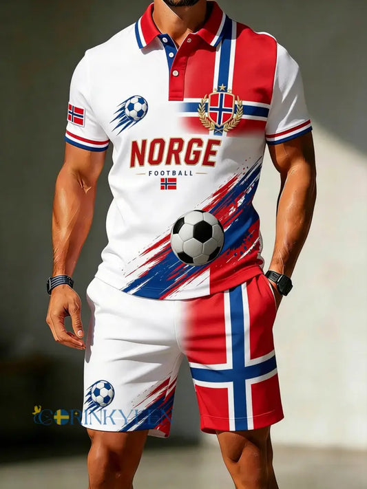 Herrset med konsttryck på fotbollsmatch i Norge polotröja - A / S