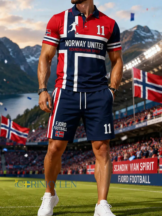 Herrset med vikinga- och fotbollstema: piké med kort ärm - A / S