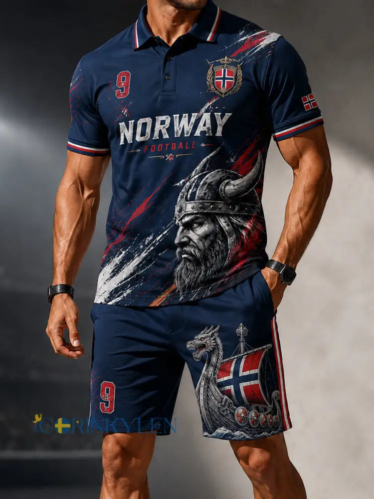 Herrset med vikinga- och fotbollstema: piké med kort ärm - A / S