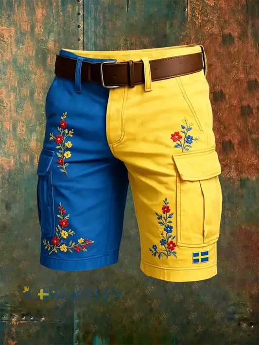 Herrshorts med konsttryck som hyllar Sveriges nationaldag och midsommarfesten - A / S