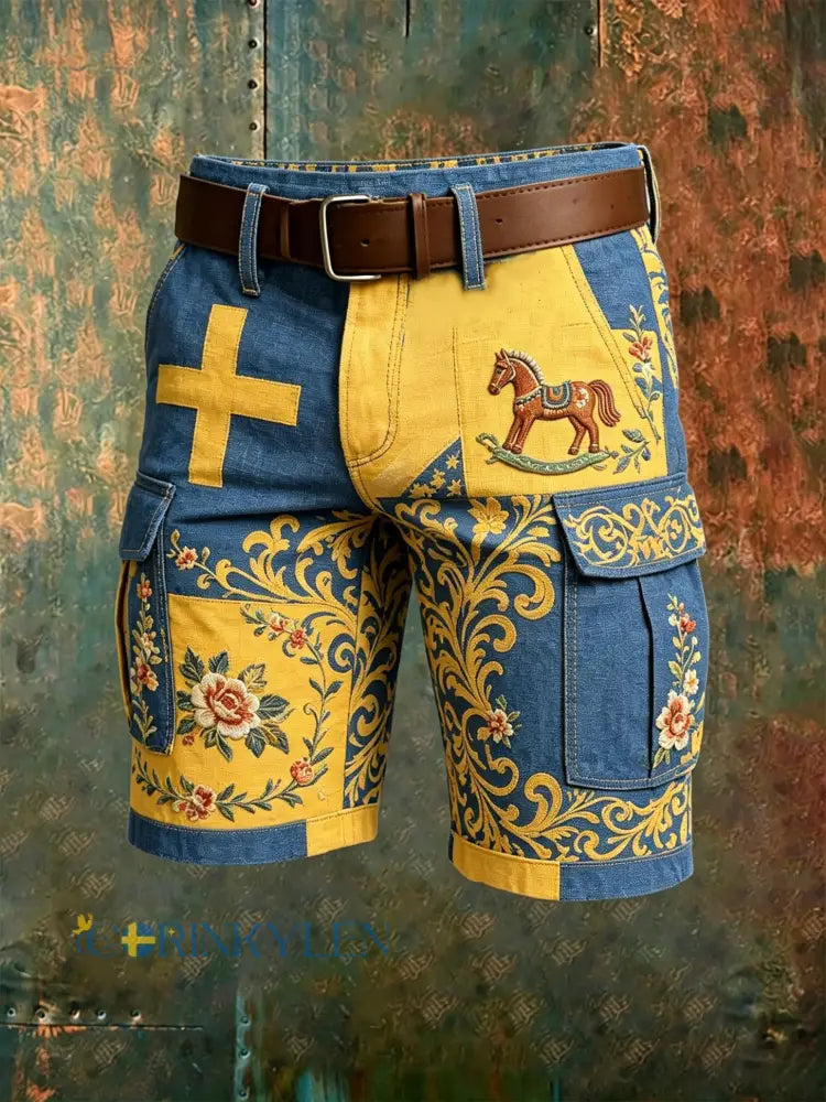 Herrshorts med konsttryck till minne av Sveriges nationaldag - A / S