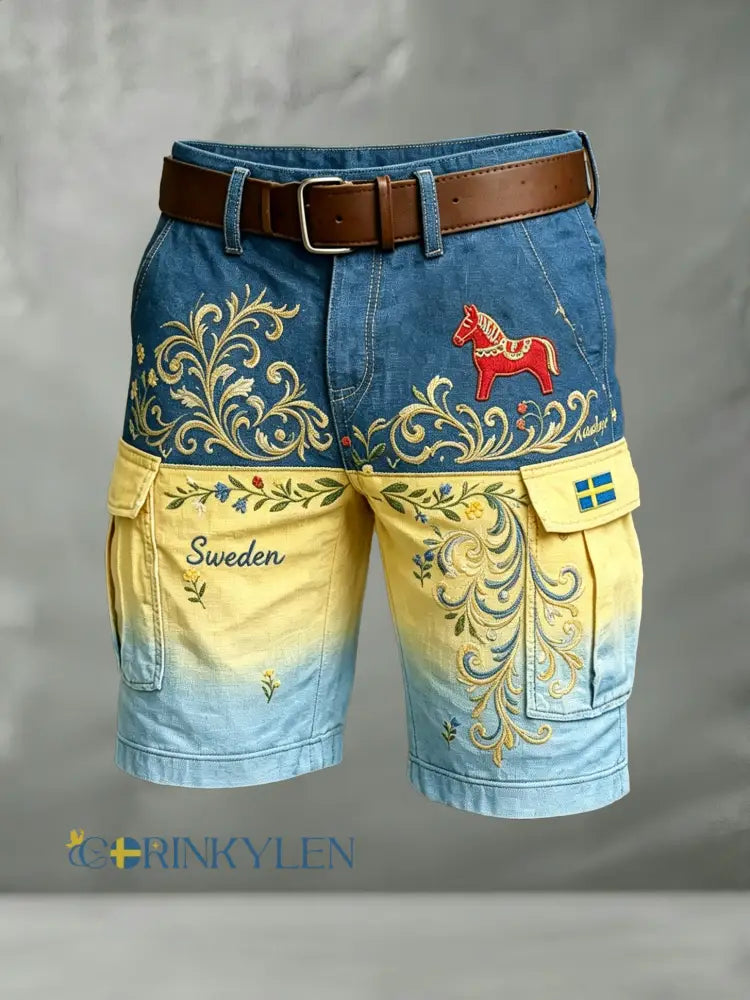 Herrshorts med konsttryck till minne av Sveriges nationaldag - A / S