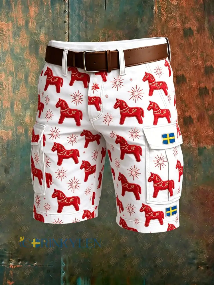 Herrshorts med konsttryck till minne av Sveriges nationaldag - A / S