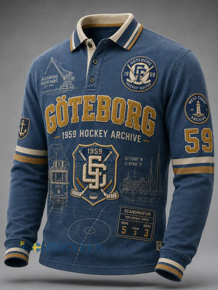 Herrskjorta från 1944 Göteborg Hockeyarv med våffelmönster och lång ärm - A / S