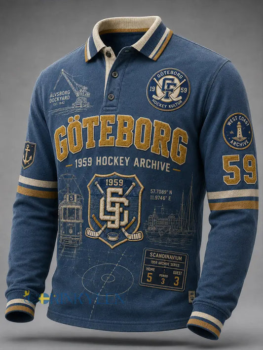 Herrskjorta från 1944 Göteborg Hockeyarv med våffelmönster och lång ärm - A / S
