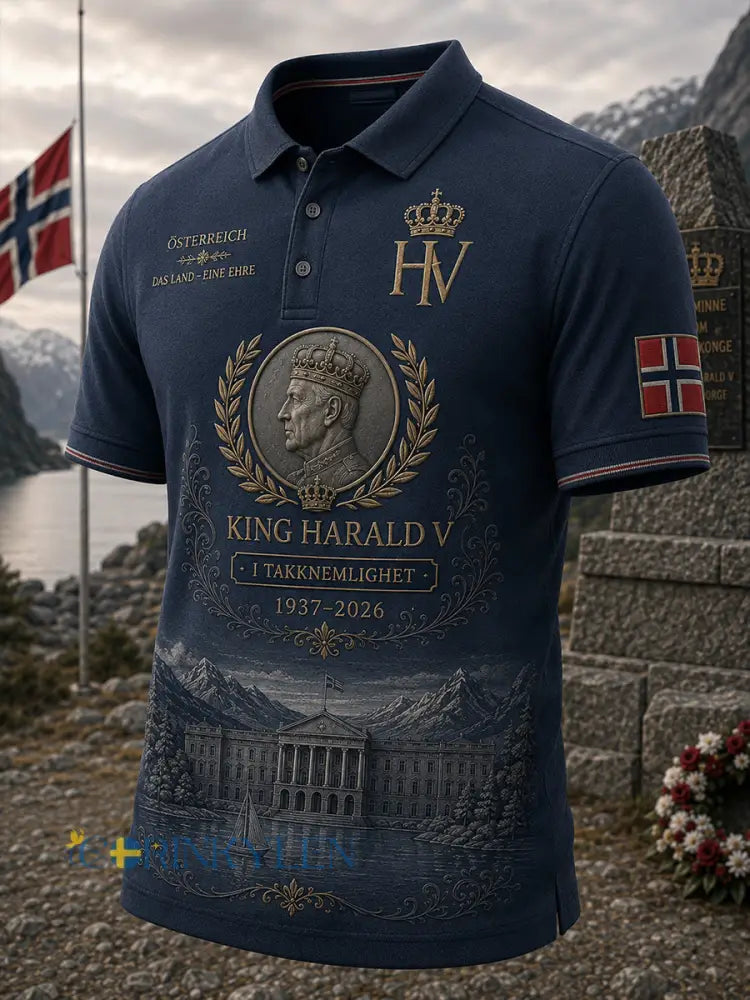 Herrskjorta med kort ärm till minne av kung Harald V av Norge - A / S