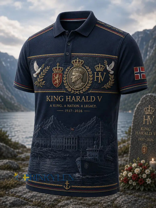 Herrskjorta med kort ärm till minne av kung Harald V av Norge - A / S