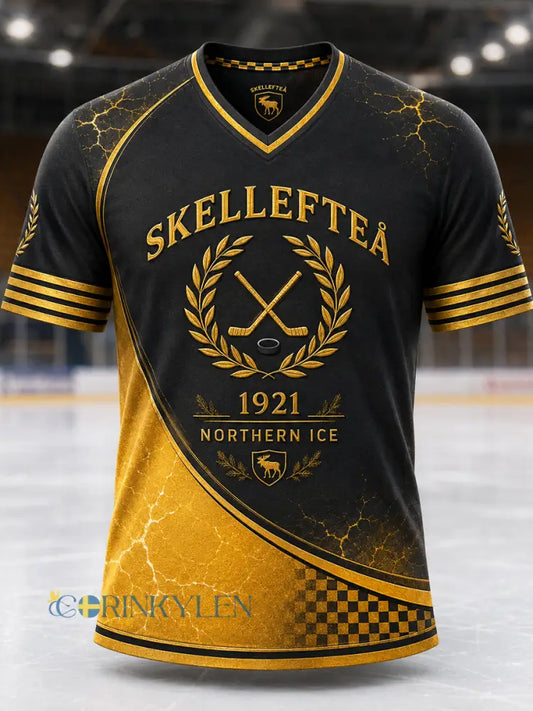 Herrskjorta med tryckt vintagemode från Skellefteå AIK löst sittande kortärmad t-shirt - svart- gul / S