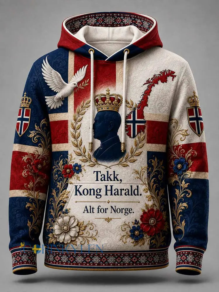 Herrtröja från Norway med Harald-mönster - som bild / S