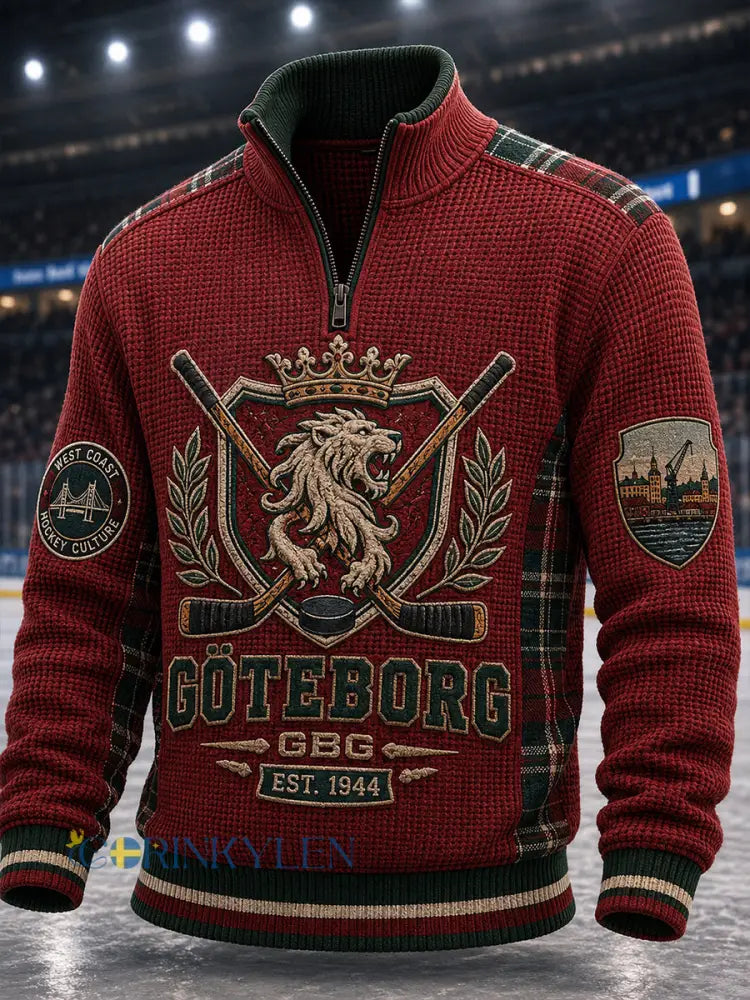 Herrtröja i 1 vintagestil från Göteborg Hockey med våffelmönster och lång ärm - A / S