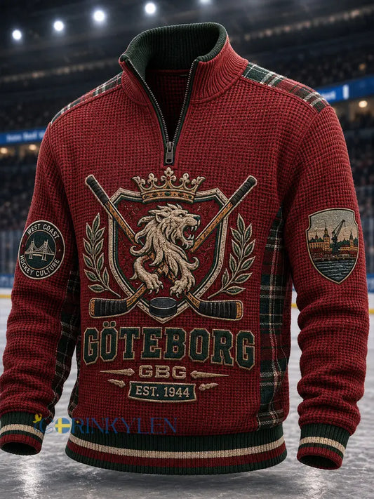 Herrtröja i 1 vintagestil från Göteborg Hockey med våffelmönster och lång ärm - A / S