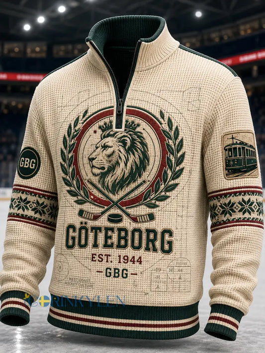 Herrtröja i 1 vintagestil från Göteborg Hockey med våffelmönster och lång ärm - A / S