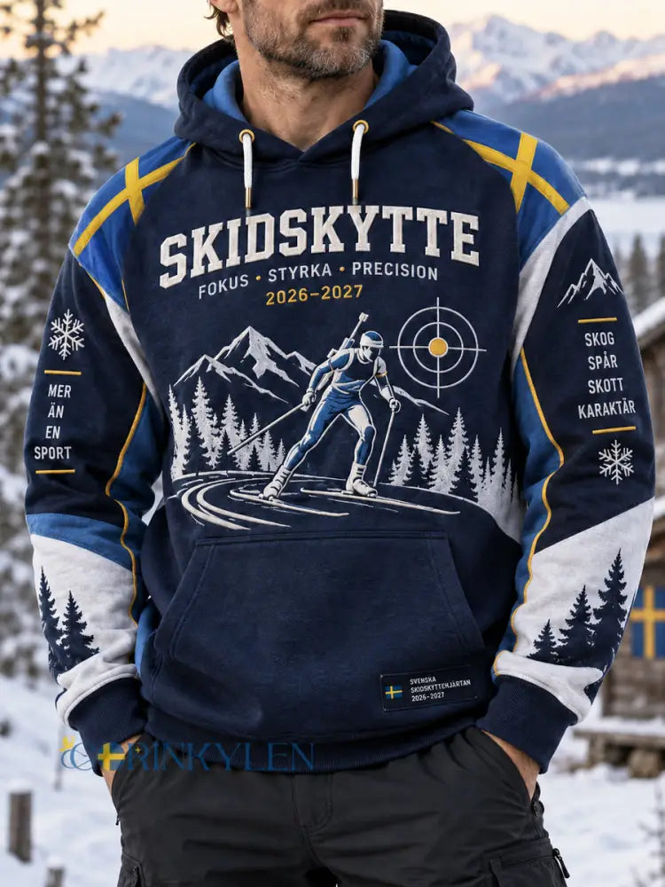 Herrtröja i biathlonstil med svensk arvsmotiv - som bild / S