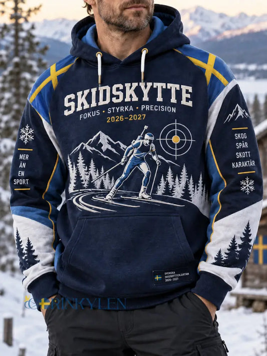 Herrtröja i biathlonstil med svensk arvsmotiv - som bild / S