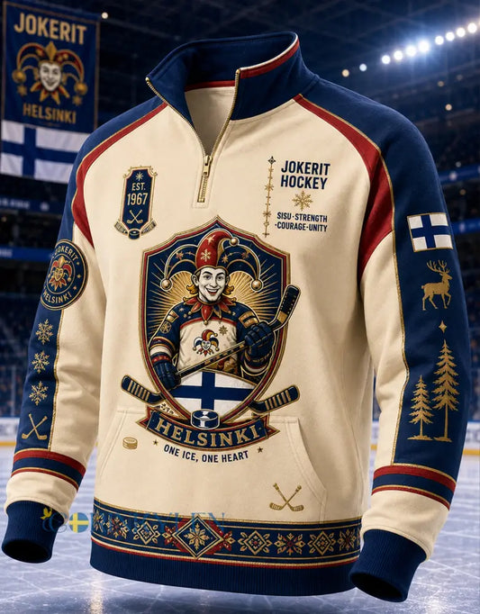 Herrtröja i finsk ishockey med halvdragkedja och ståkrage från Jokerit - A / S