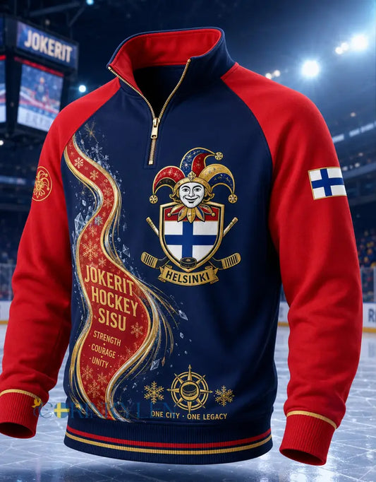 Herrtröja i finsk ishockey med halvdragkedja och ståkrage från Jokerit - A / S