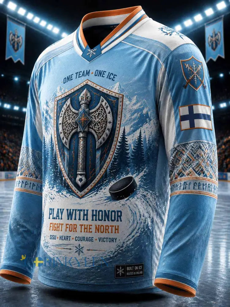 Herrtröja i finsk ishockey med tryckt axmönster från Tampere - som bild / S