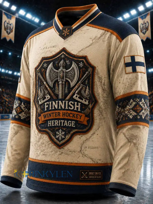 Herrtröja i finsk ishockey med tryckt axmönster från Tampere - som bild / S