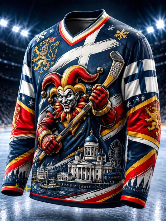 Herrtröja i fleecefleece med ishockeytryck från Jokerit i Helsingfors - som bild / S