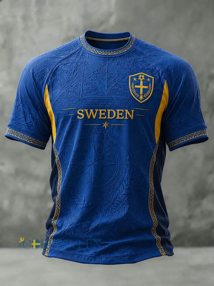 Herrtröja i fotbollsmönster från Sverige - blå / S