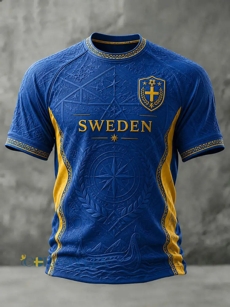 Herrtröja i fotbollsmönster från Sverige - blå / S