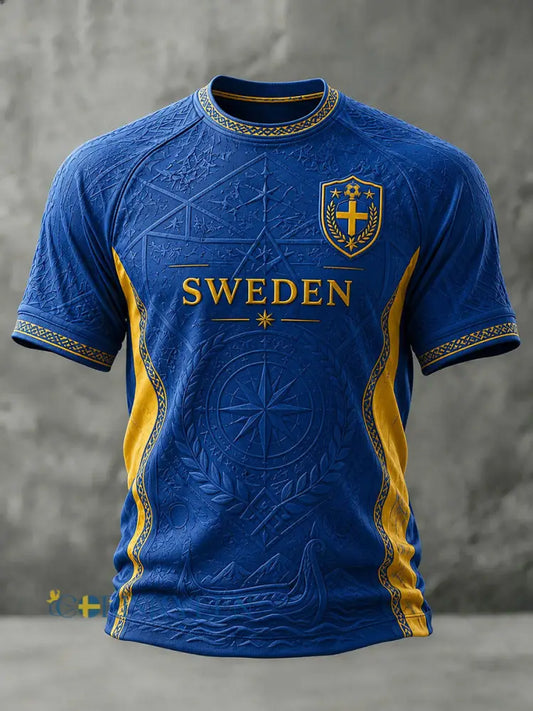 Herrtröja i fotbollsmönster från Sverige - blå / S