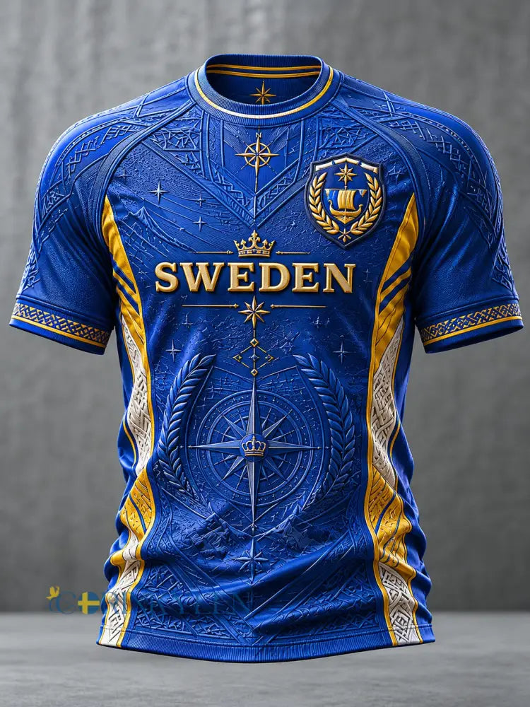 Herrtröja i fotbollsmönster från Sverige - blå / S