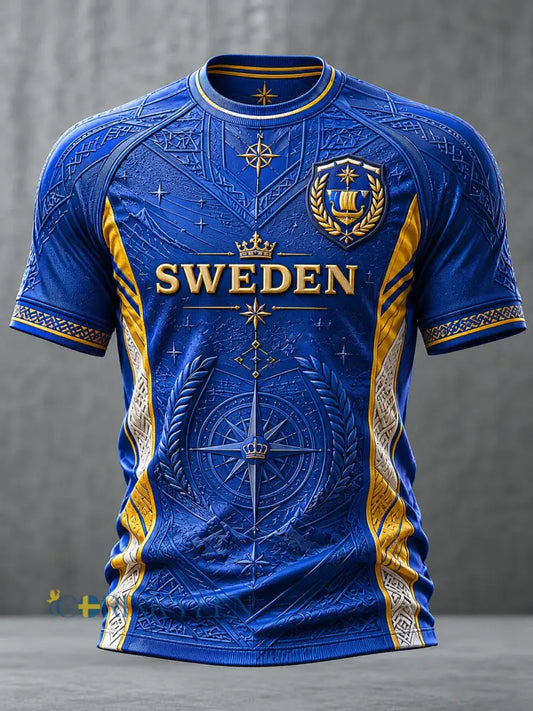 Herrtröja i fotbollsmönster från Sverige - blå / S