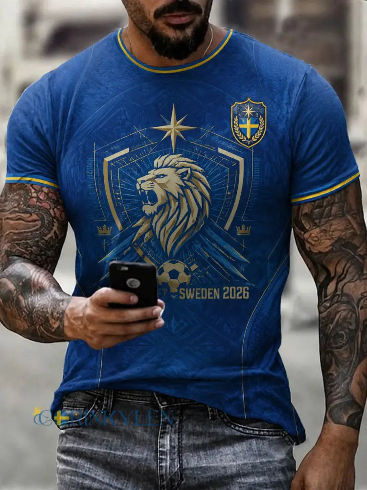 Herrtröja i fotbollsmönster från Sverige - blå / S