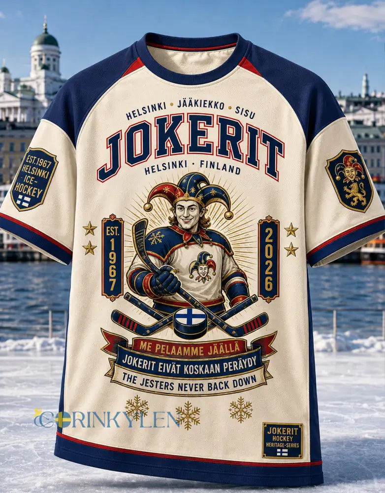 Herrtröja i ishockeystil från Finland Ice Hockey Jokerit med korta ärmar - A / S