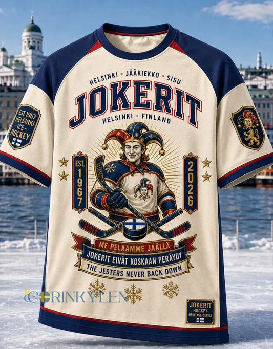 Herrtröja i ishockeystil från Finland Ice Hockey Jokerit med korta ärmar - A / S