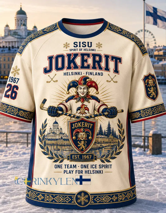 Herrtröja i ishockeystil från Finland Ice Hockey Jokerit med korta ärmar - A / S