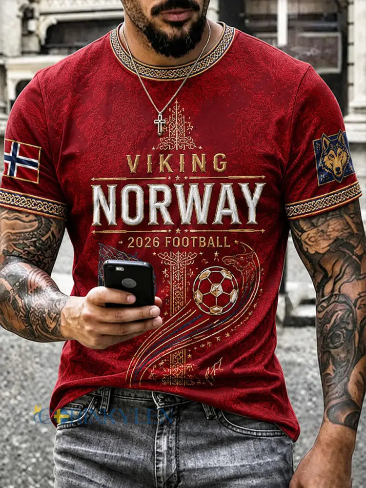 Herrtröja i norsk fotbollsstil 2026 - röd / S