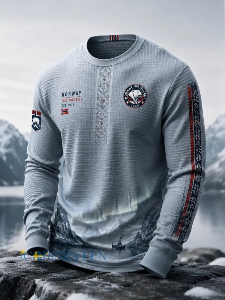 Herrtröja i norsk ishockeystil med rund hals - A / S