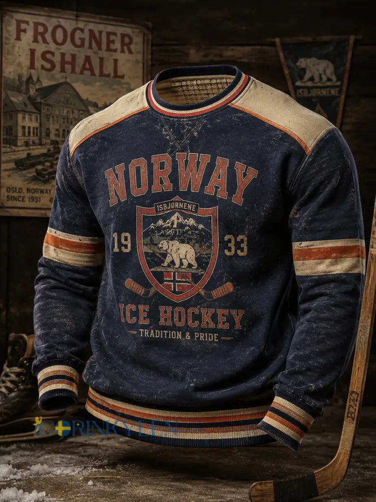 Herrtröja i norsk ishockeystil med rund hals - A / S