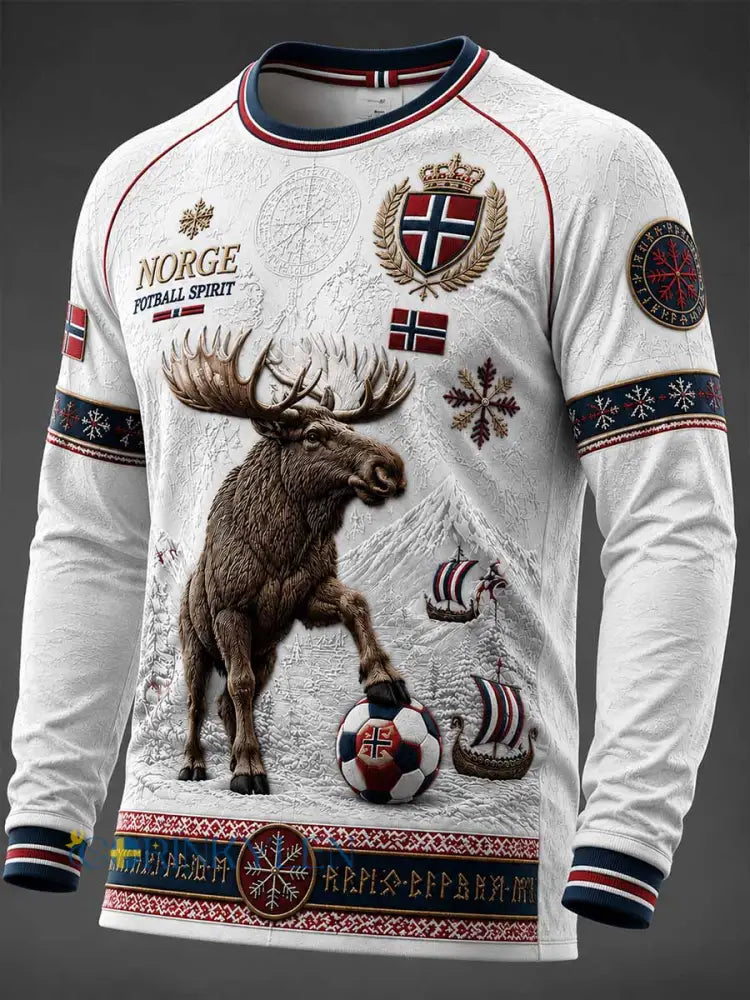 Herrtröja i norskt fotbollsmotiv med långa ärmar - som bild / S