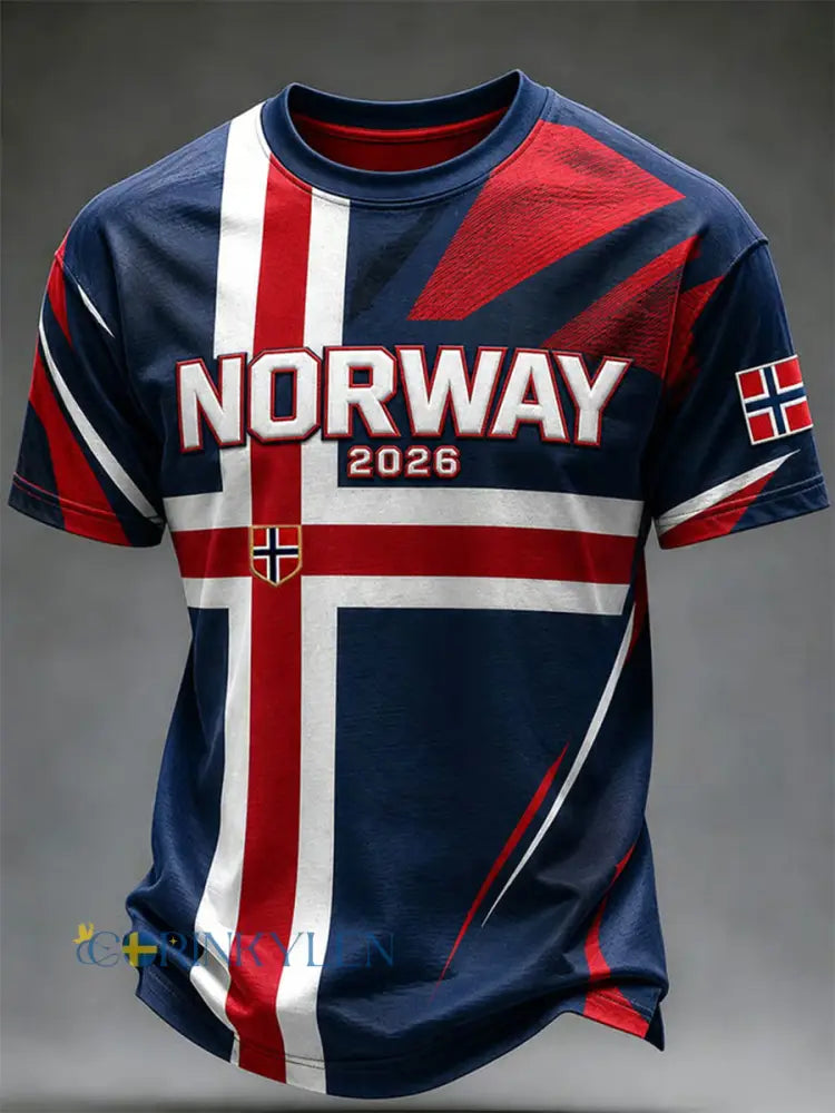 Herrtröja i norskt fotbollstema avslappnad sportstil unisex - som bild / S