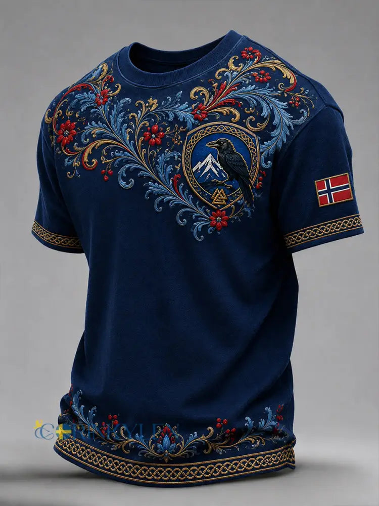 Herrtröja i retro nordisk stil med norsk konsttryck - A / S