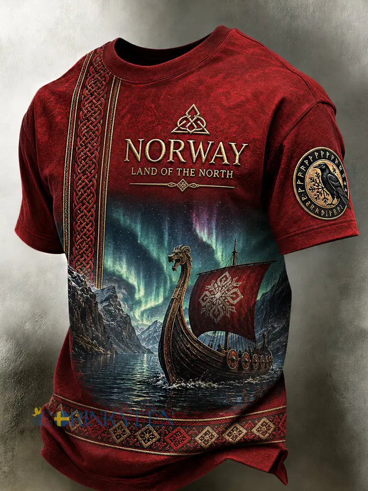 Herrtröja i retro nordisk stil med norsk konsttryck - A / S
