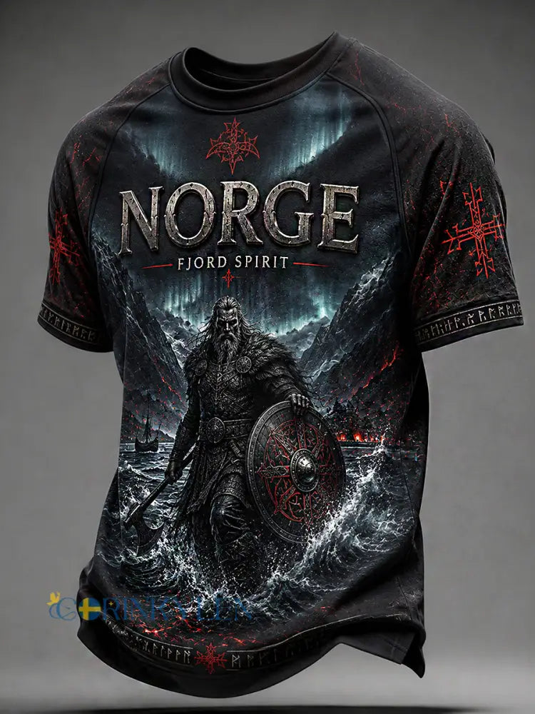 Herrtröja i retro nordisk stil med norsk konsttryck - A / S