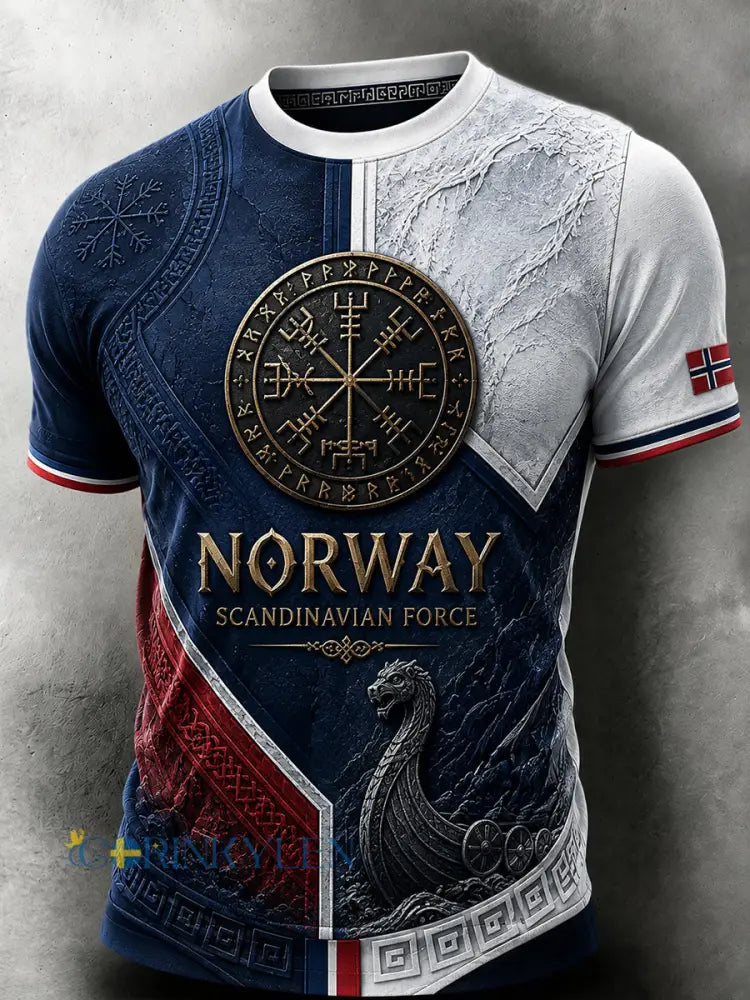 Herrtröja i retro nordisk stil med norsk konsttryck - A / S