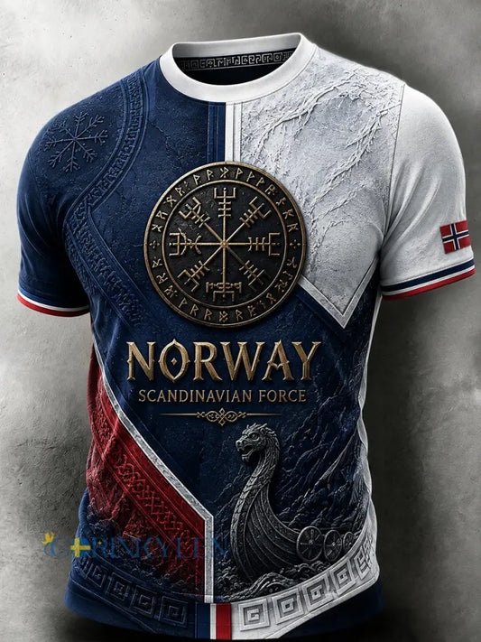 Herrtröja i retro nordisk stil med norsk konsttryck - A / S