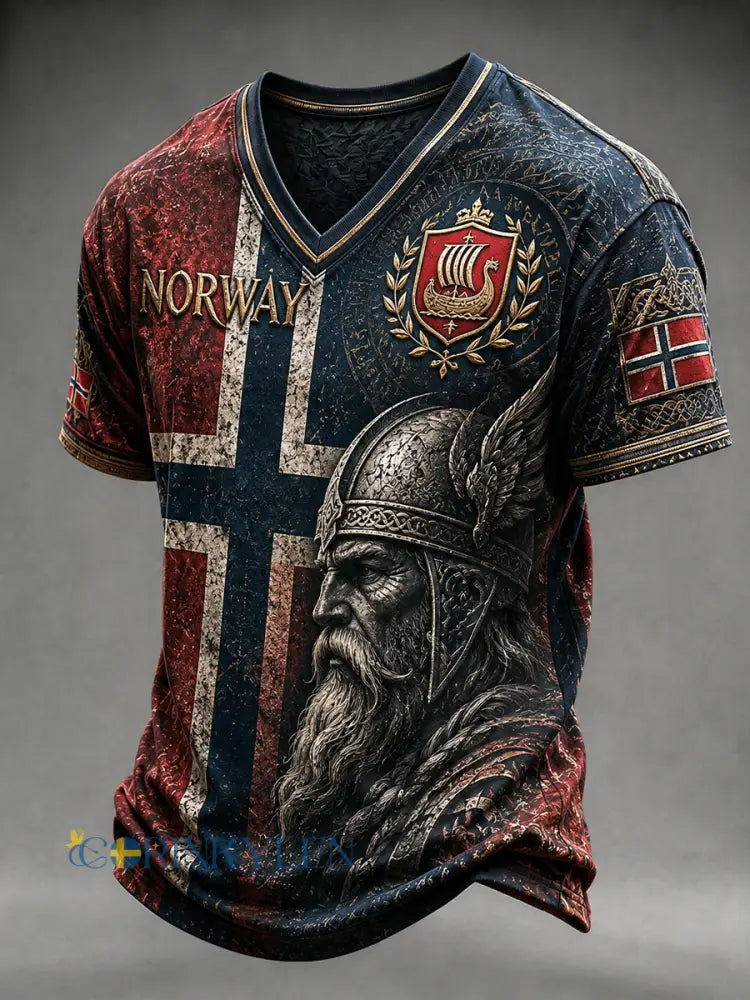 Herrtröja i retro nordisk stil med norsk konsttryck - A / S